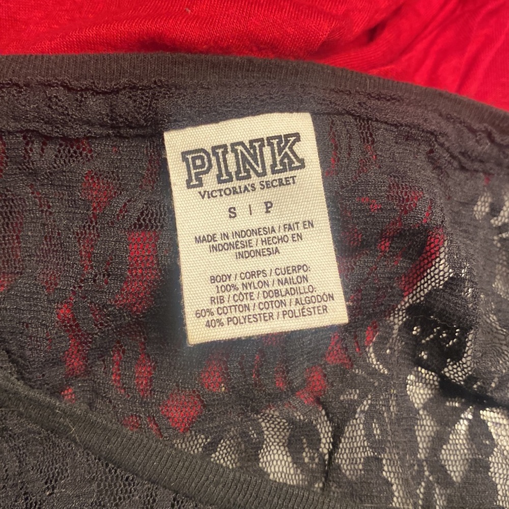 Black, see-through lace, PINK Victoria’s Secret shirt - Picture 4 of 4